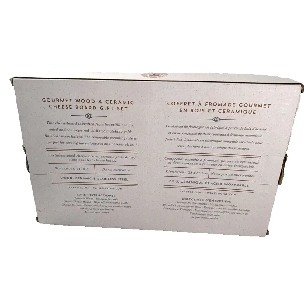 Gourmet Wood & Ceramic Cheese Board Gift‎ Set With Acacia Tray Ceramic Plate NEW